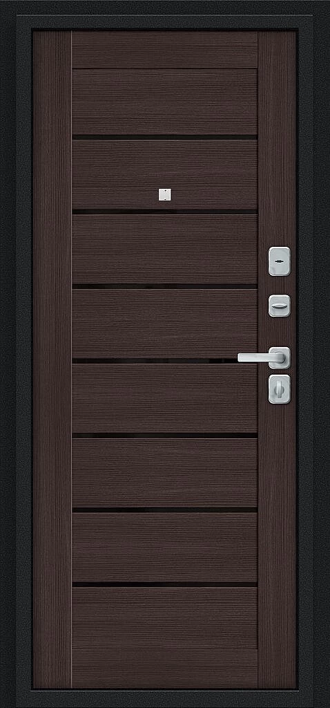 Фото Входная дверь Техно/BChrome Букле черное/Wenge Melinga BR6190 внутренняя сторона