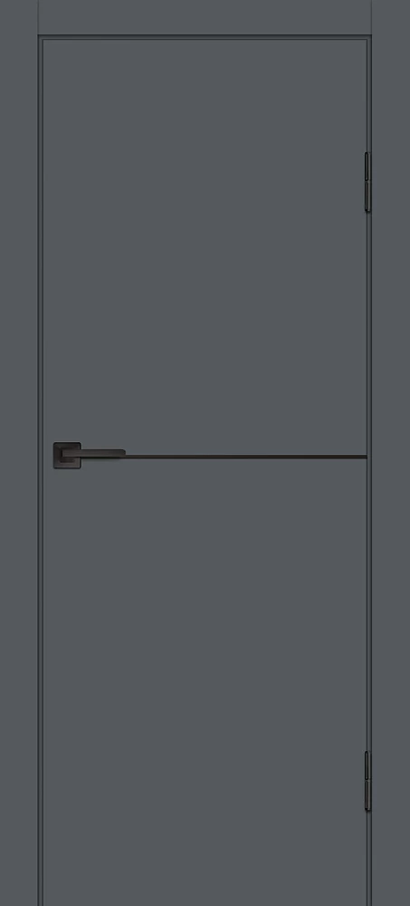 Фото Межкомнатная дверь P-19 AL черный молдинг Графит матовый