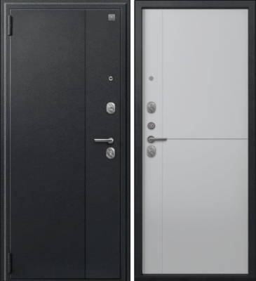 Дверь A-05 черный сатин - бетон светлый