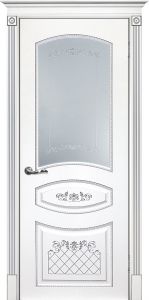 Межкомнатная дверь Смальта 05 Белый ral 9003  патина серебро