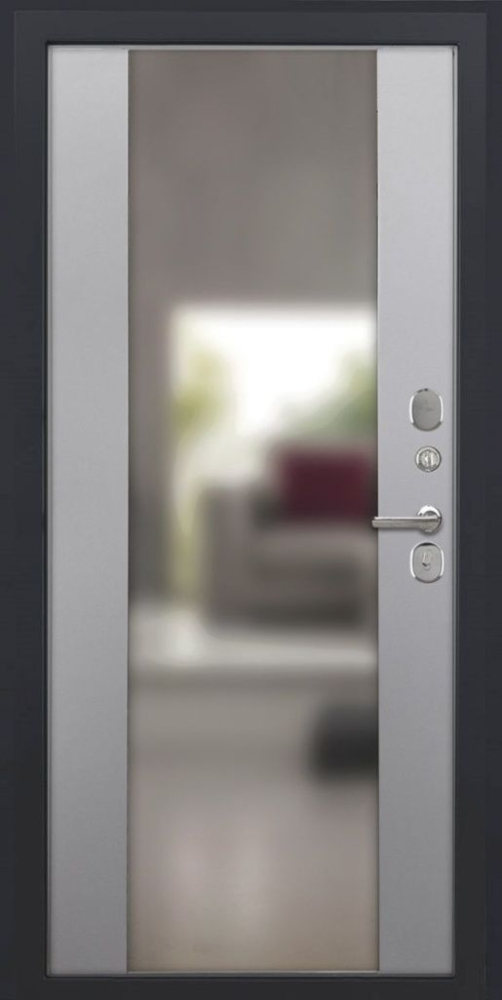 Входная дверь ДвериПРО Квадро Алиса (16мм, ПВХ софт грей, зеркало) DPRO195334 внутренняя сторона